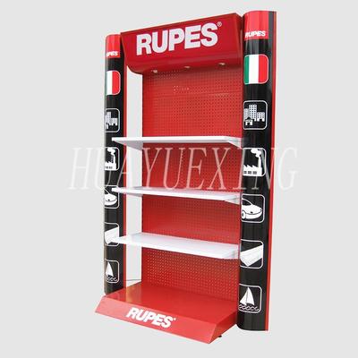 Rotating sides three-layer red metal product display rack HYX-010