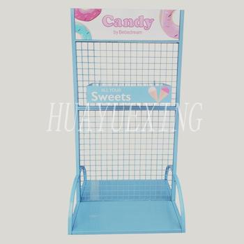 Double-side wire mesh blue metal candy display rack HYX-015
